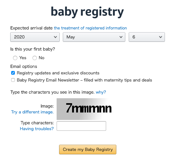 Create new amazon baby hot sale registry