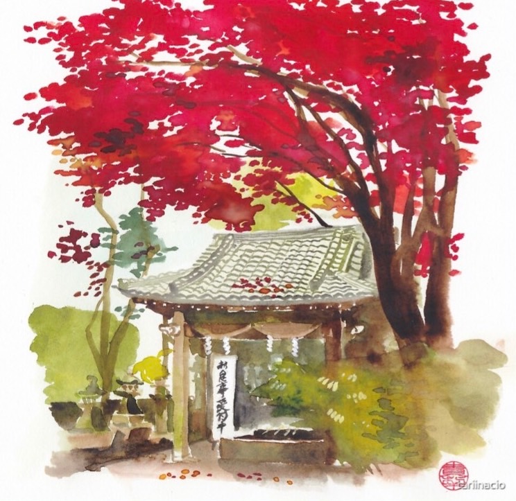 Painting of Matsuno Shrine by Tari 