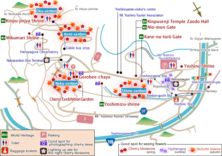 Mount Yoshino Nara Japan Sakura Map