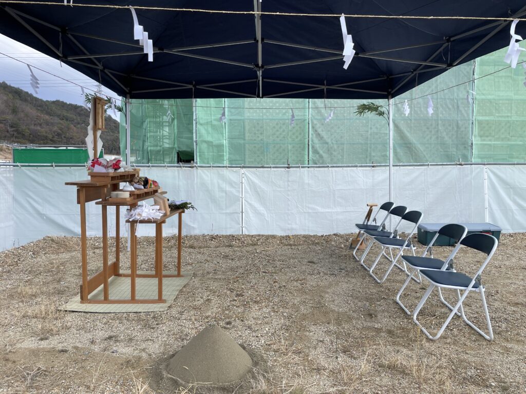 Jichinsai groundbreaking ceremony in japan house building