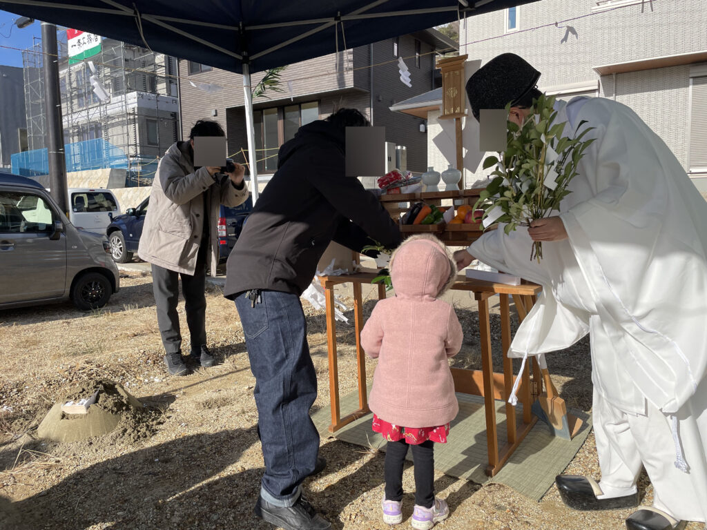 Jichinsai groundbreaking ceremony in japan house building