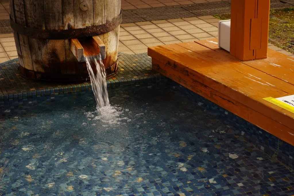 spouts in onsen bath in Japan