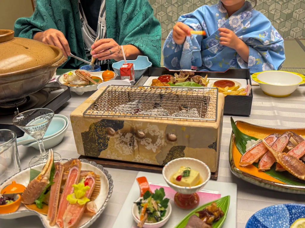 Kaiseki dinner at a ryokan in Kinosaki onsen