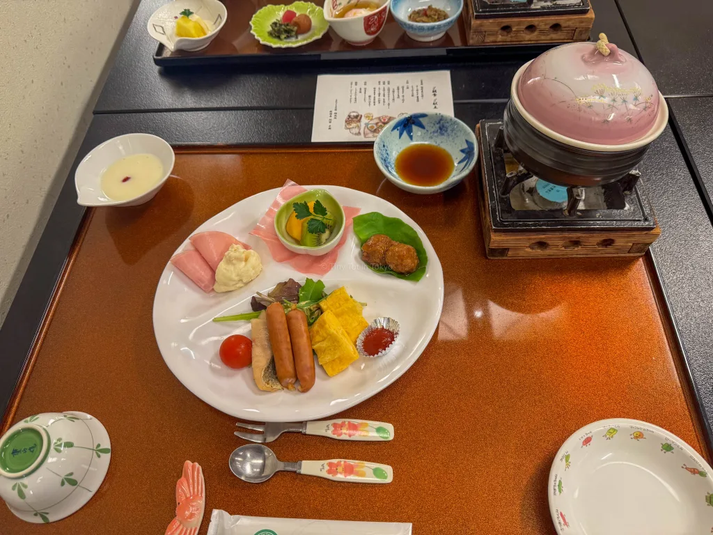 Kid's breakfast at Ryokufukaku ryokan in Kinosaki Onsen