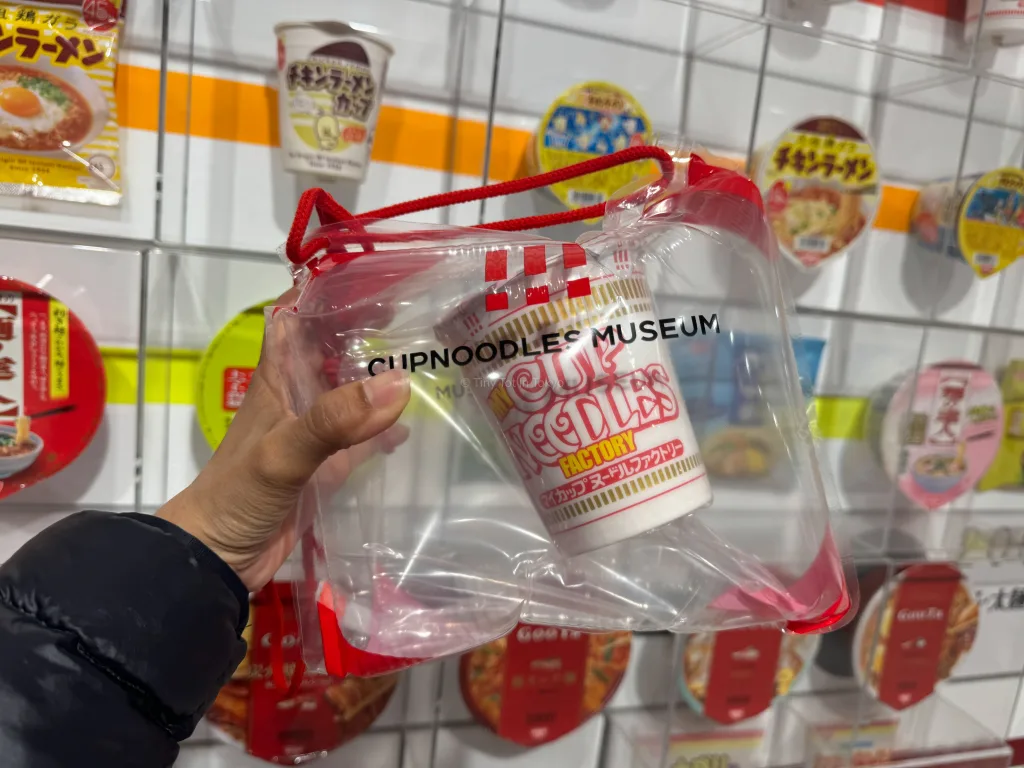 The finished cup noodles in a bag at the cup noodles museum