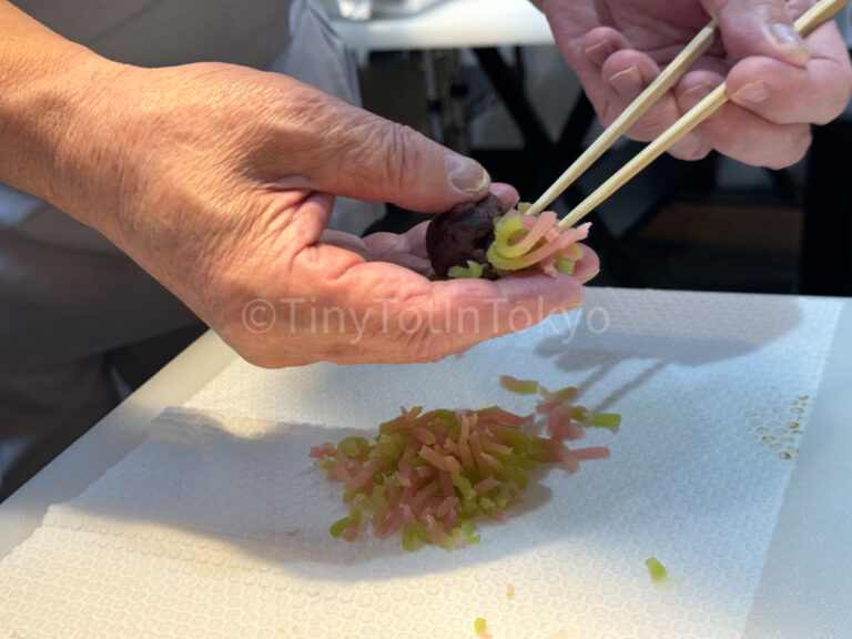 Wagashi artisan making kinton