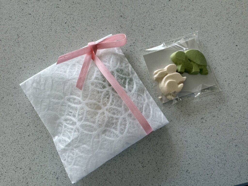 Dried Japanese sweets in the shape of a rabbit and turtle