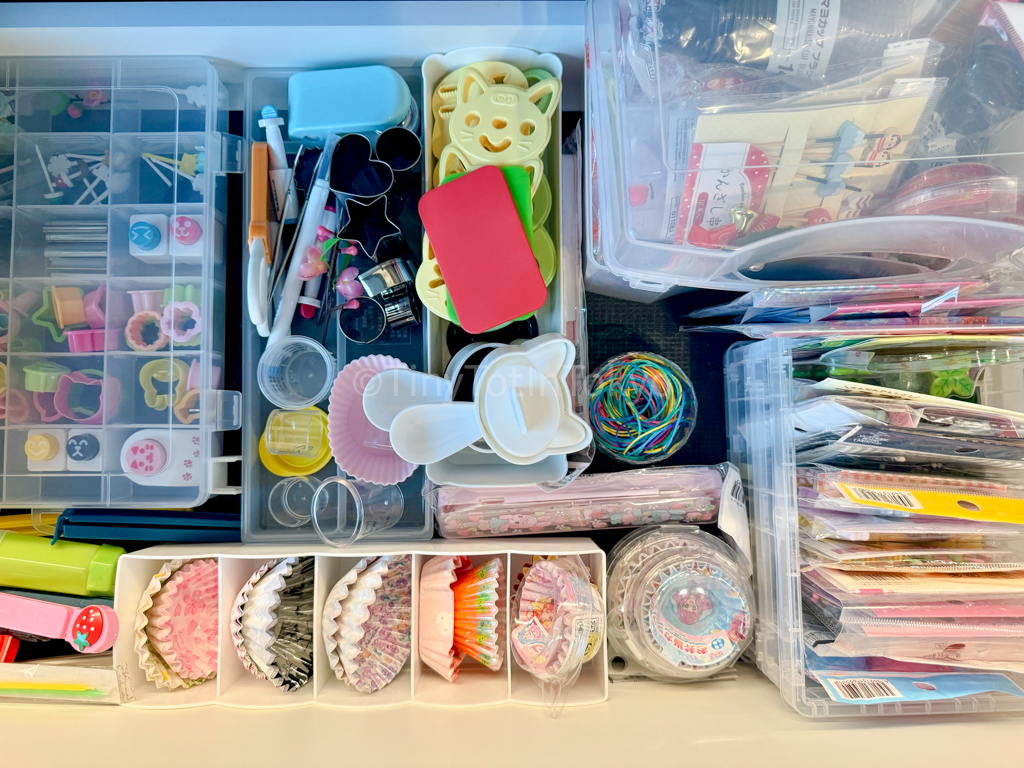 drawer filled with bento supplies