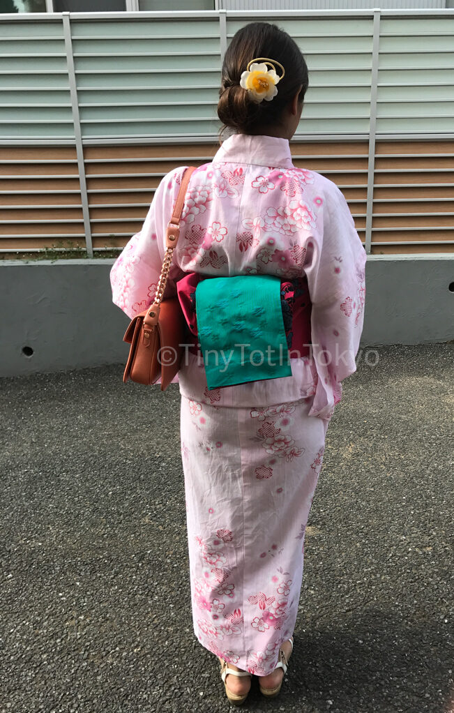 author in a pink yukata 