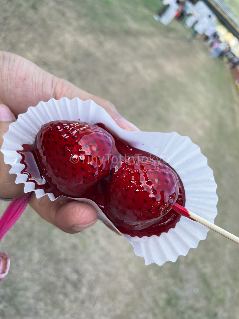 candied strawberries at a summer festival in Japan