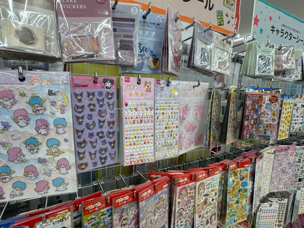 stickers at a 100 yen store in Japan