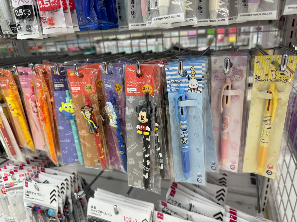 cute pens at 100 yen store in Japan