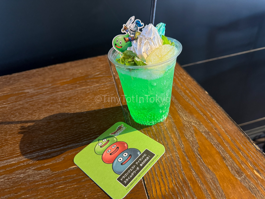 melon soda drink at dragon quest island theme park in japan