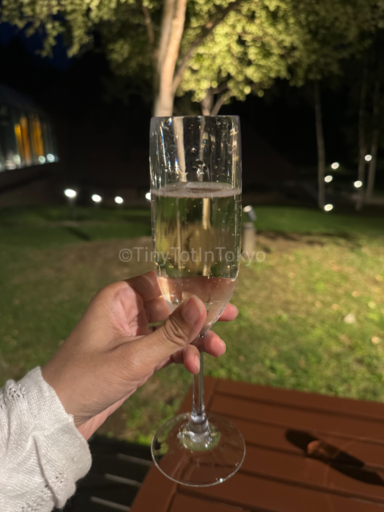 Sparkling wine at Hoshino Resort Tomamu