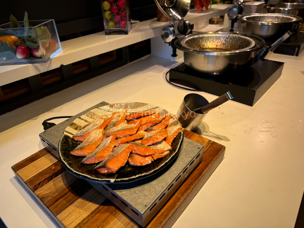 breakfast buffet salmon at Hoshino Resort Tomamu in Hokkaido