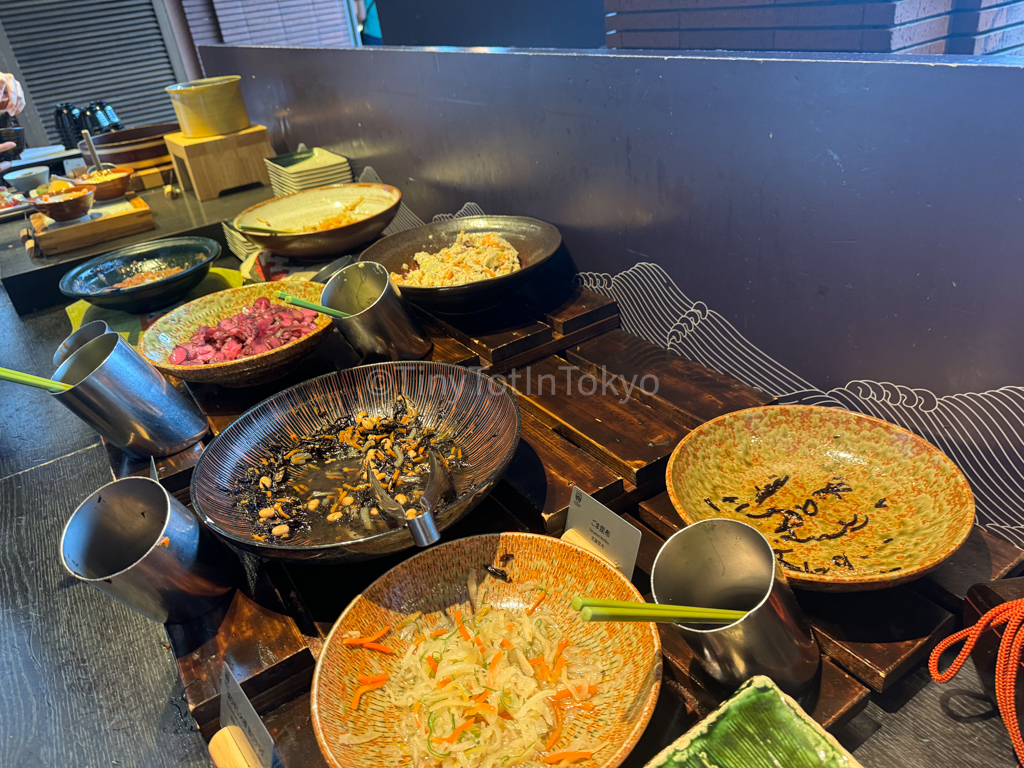 Japanese breakfast food at Hoshino Resort Tomamu in Hokkaido