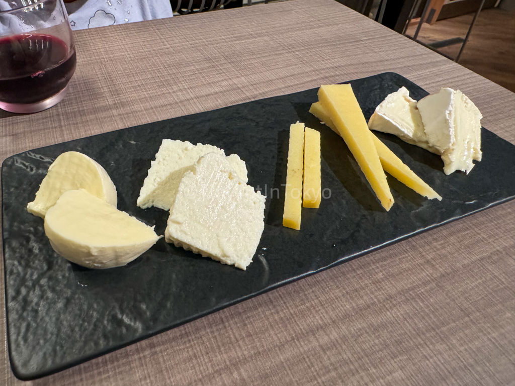 cheese platter at tomamu wine house at Hoshino Resort Tomamu in Hokkaido