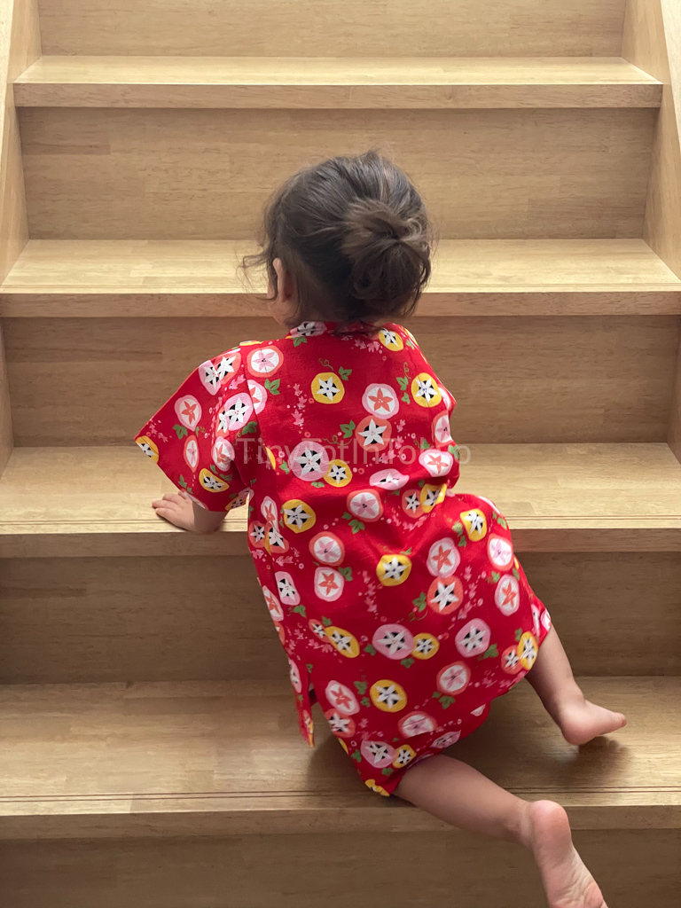 Toddler in a jinbei in Japan