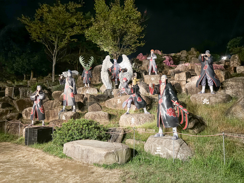 Akatsuki at the Naruto theme park in Japan at night