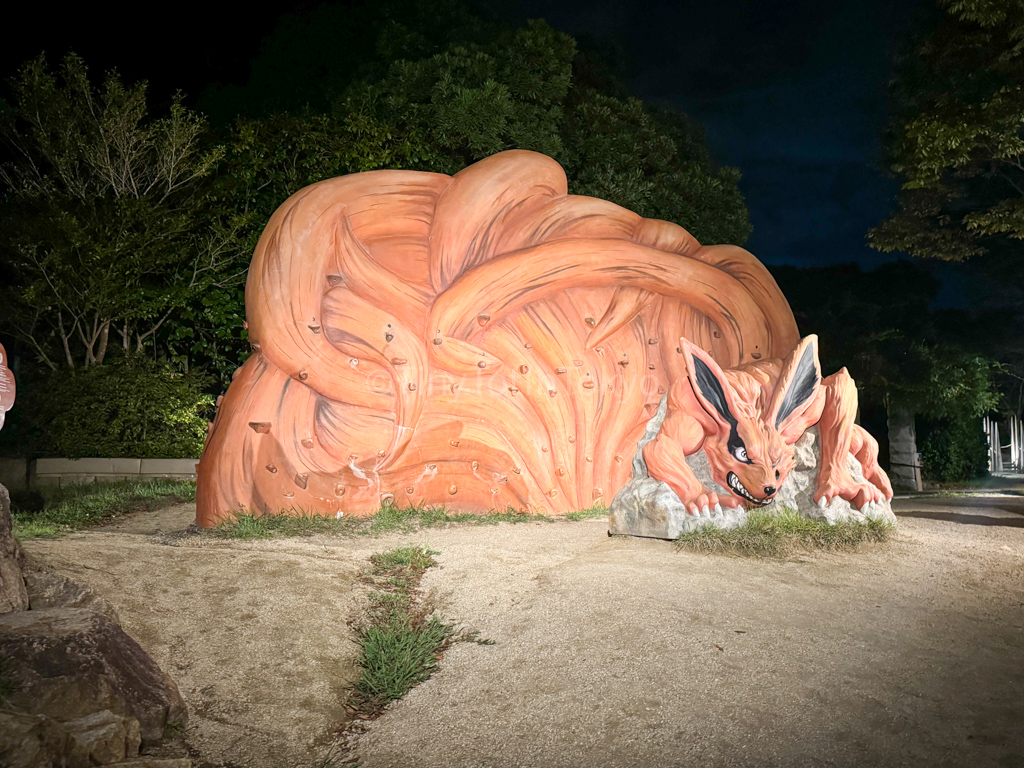 Kurama at night at the Naruto theme park in Japan