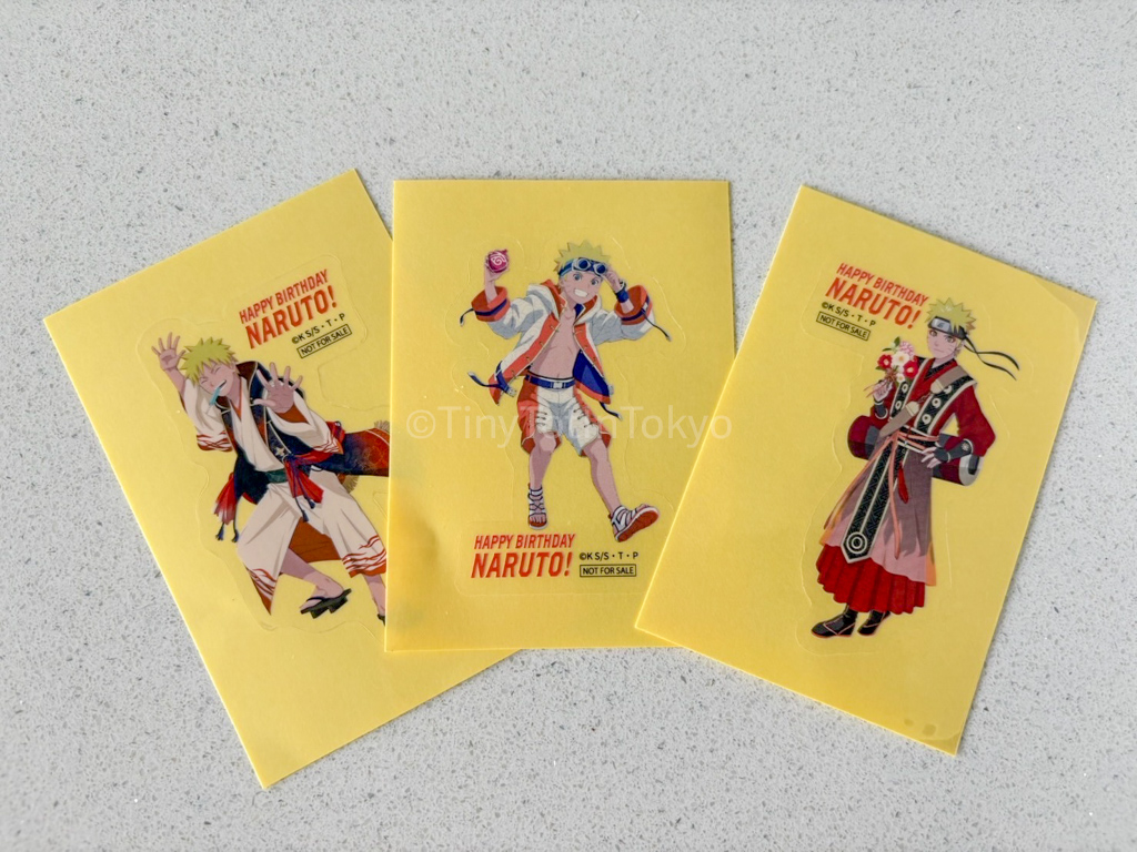 Naruto birthday stickers from the naruto theme park in Japan