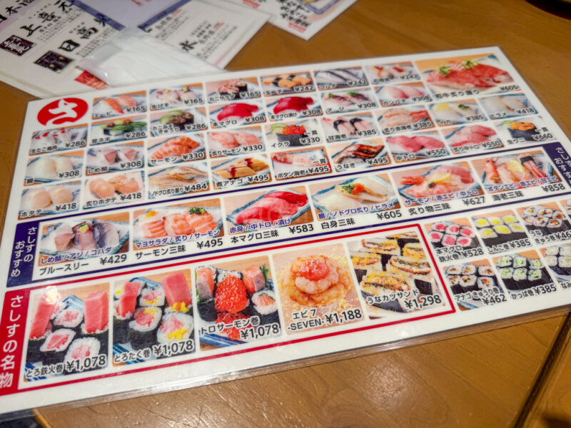Sushi Sakaba Sashisu KITTE Osaka sushi menu