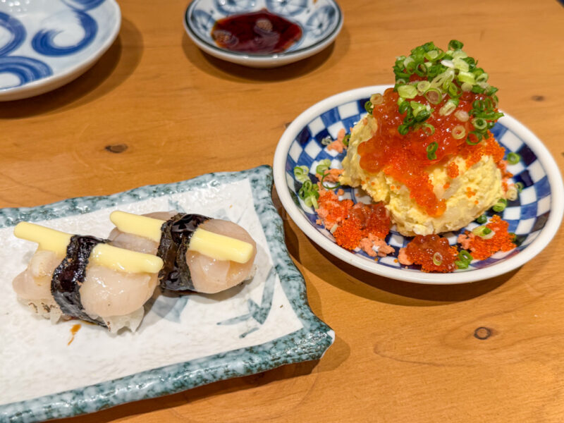 scallops with butter and potato salad in osaka