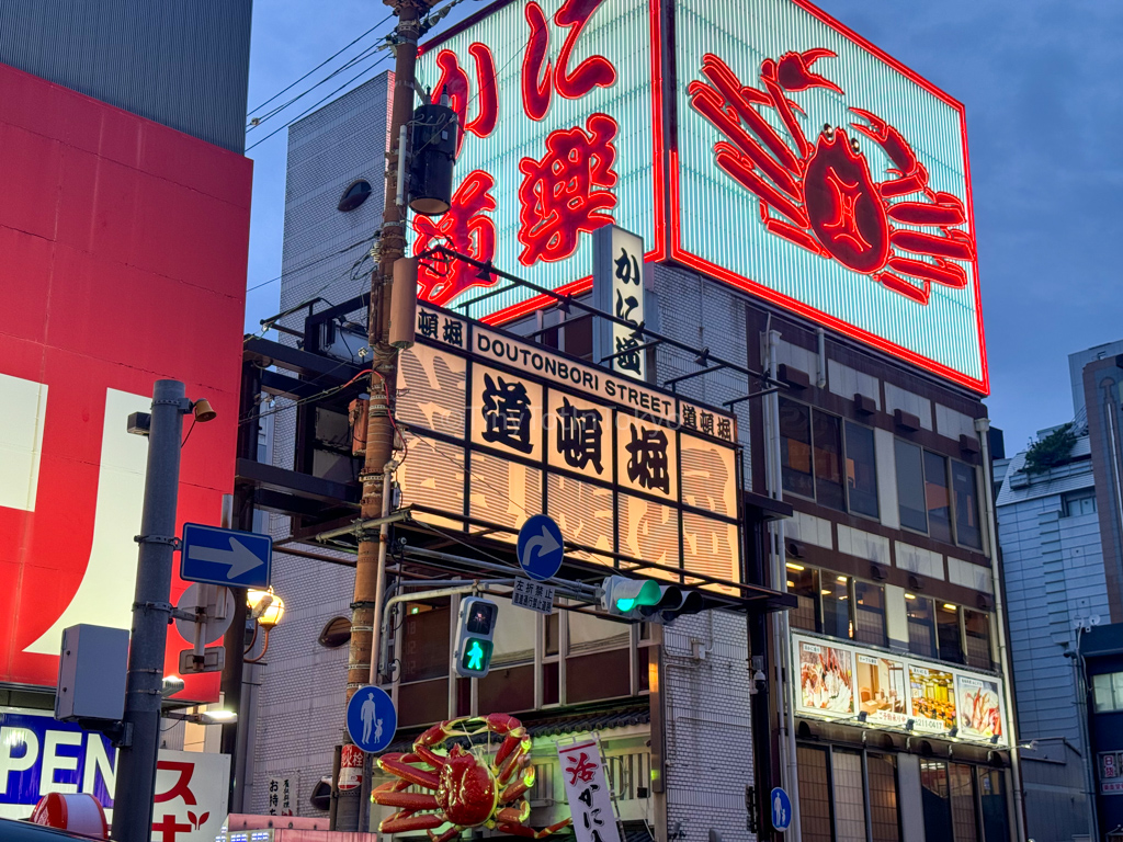 Crab sign in Dotonbori at night