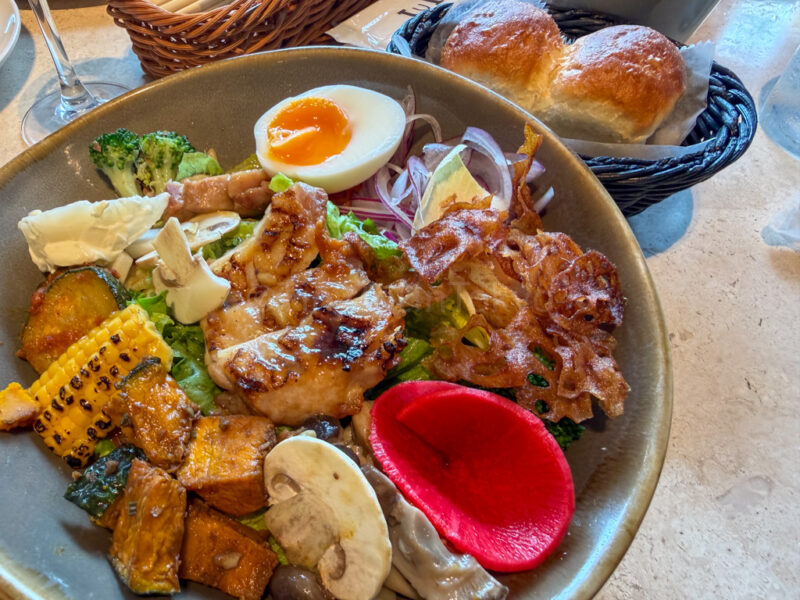 salad at tuffe kid-friendly restaurant in osaka