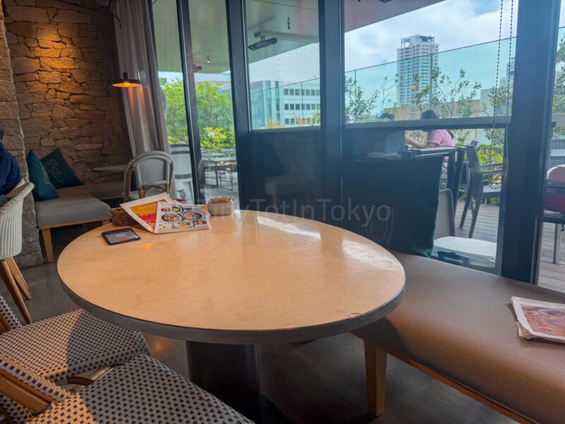 seating at tuffe kid-friendly restaurant in osaka