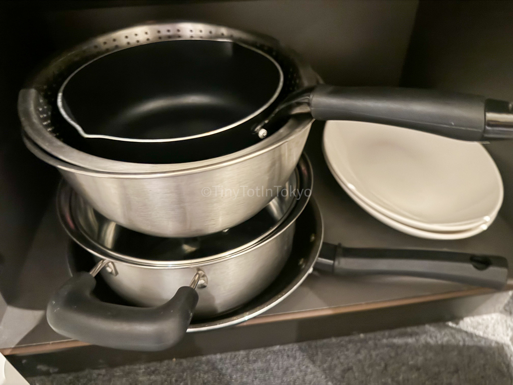 pots and pans at MIMARU Apartment Hotel in Osaka