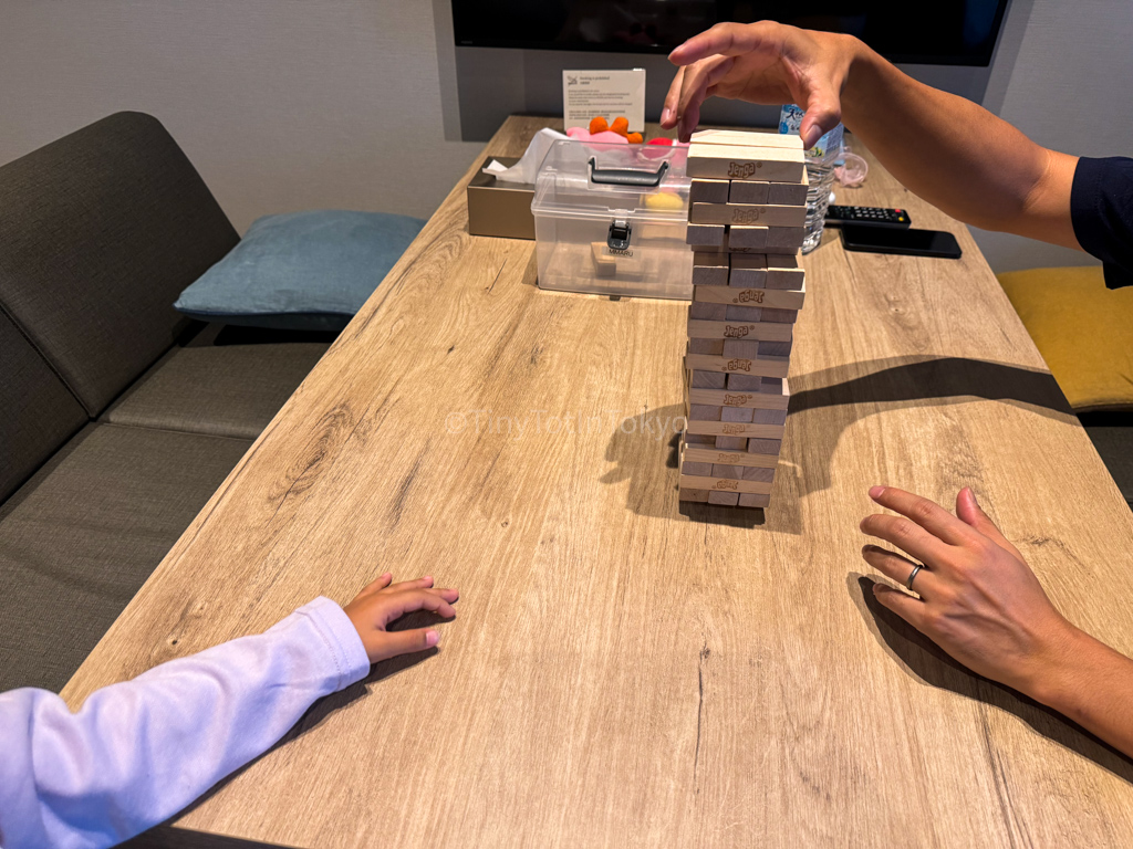 Jenga game at MIMARU Apartment Hotel in Osaka