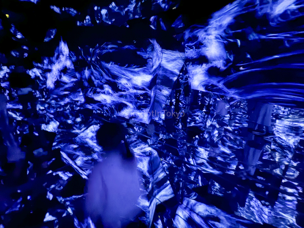 Dark waves room at teamlab borderless with kids 