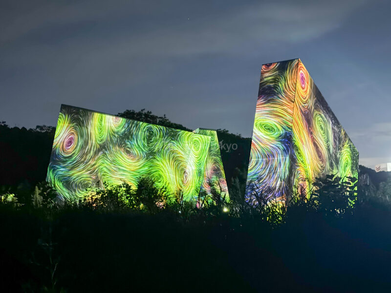 light sculpture at osaka teamlab botanical garden
