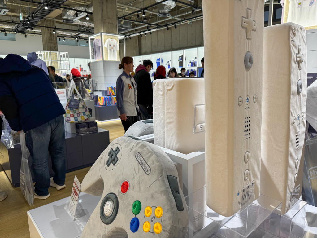 N64 and wii controller body pillows from nintendo museum