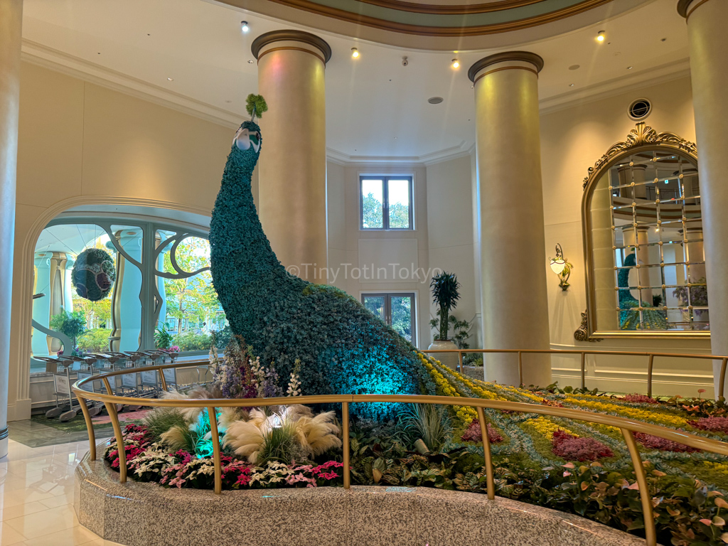 peacock decor at Fantasy Springs Hotel 