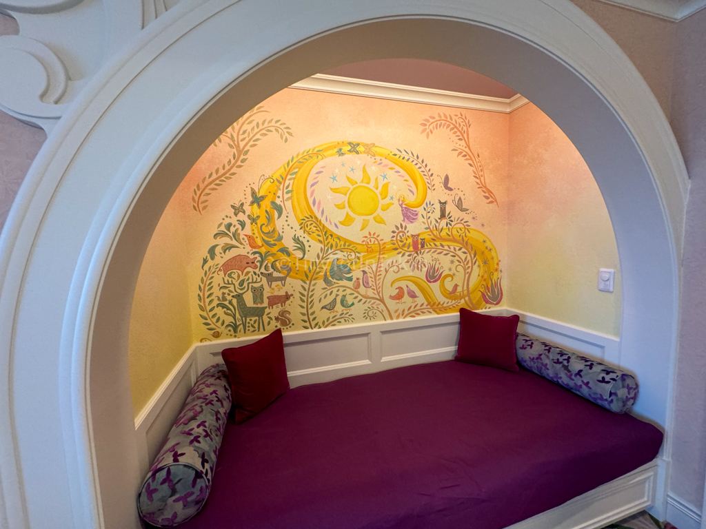 Rapunzel alcove in Fantasy Chateau room at Fantasy Springs Hotel