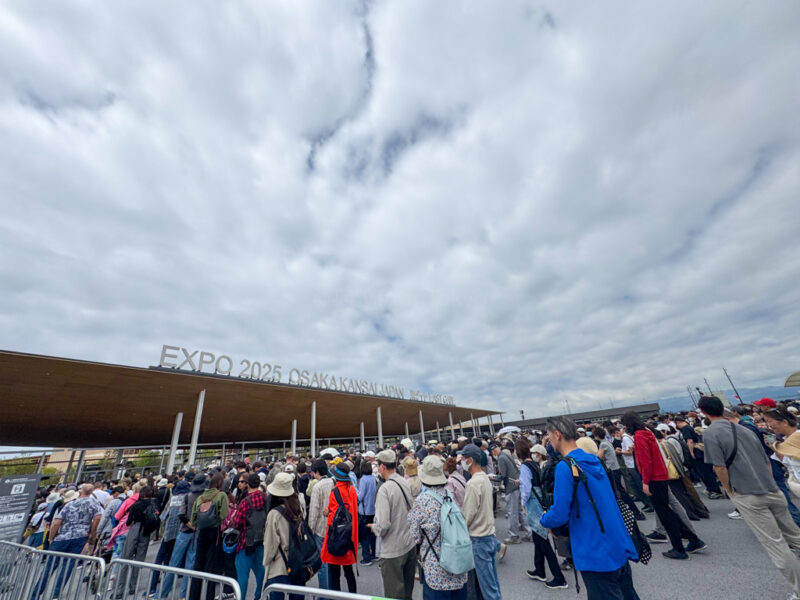 people lined up at east gate to get into osaka expo