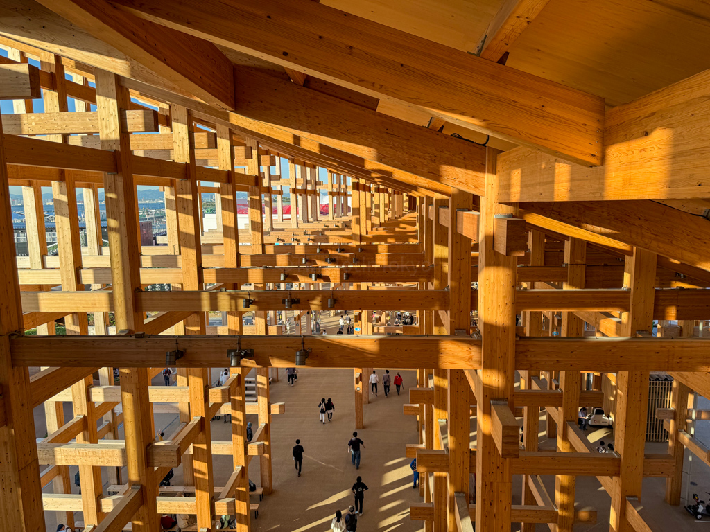 View inside the grand ring from the top at osaka expo