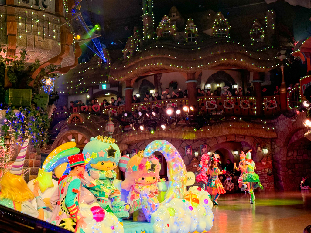 Kiki and Lala at Puroland Illumination Christmas parade