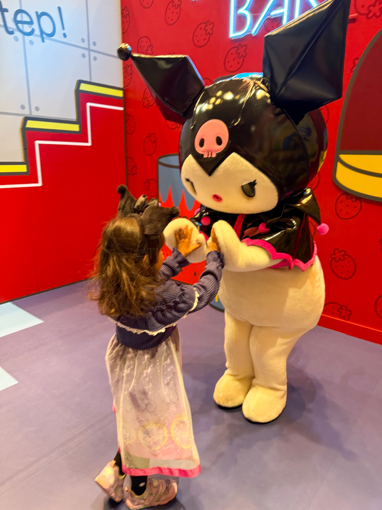 Kuromi Character greeting at Sanrio Puroland