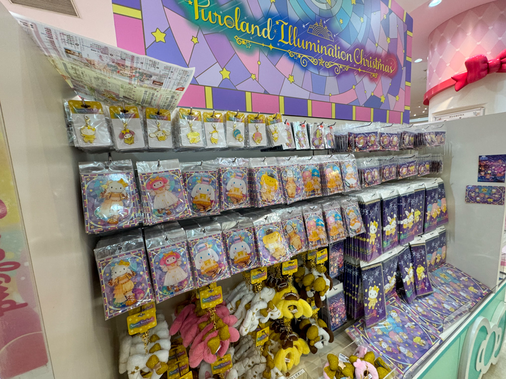 Seasonal christmas items at Entrance Shop at Sanrio Puroland