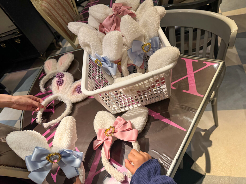 bunny ears at Alice in Fantasy Book restaurant in Tokyo Japan 