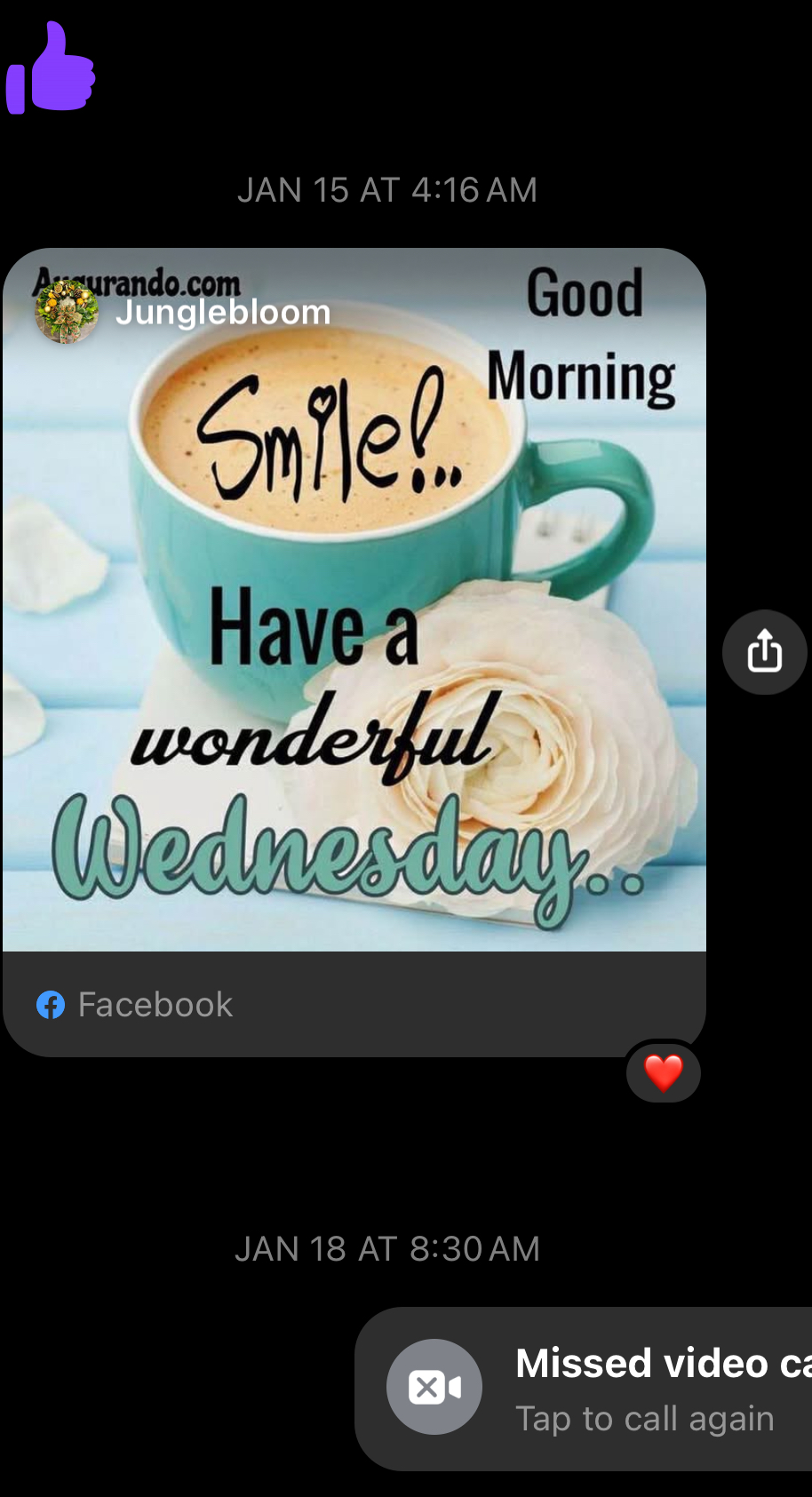 Last Facebook message from my aunt