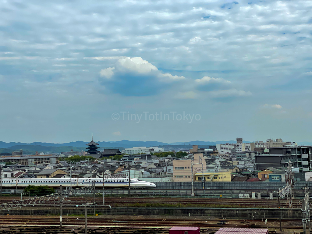 Shinkansen running in Kyoto