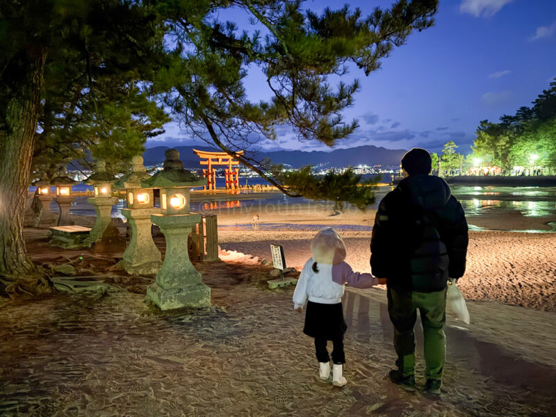 The Grand Torii Gate in Miyajima at Night
