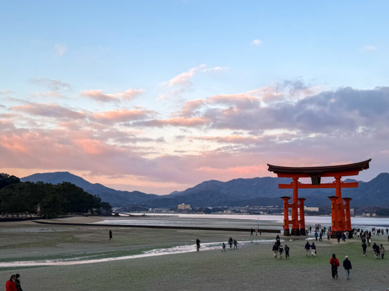 Itsukushima torii gate in Miyajima in the morning
