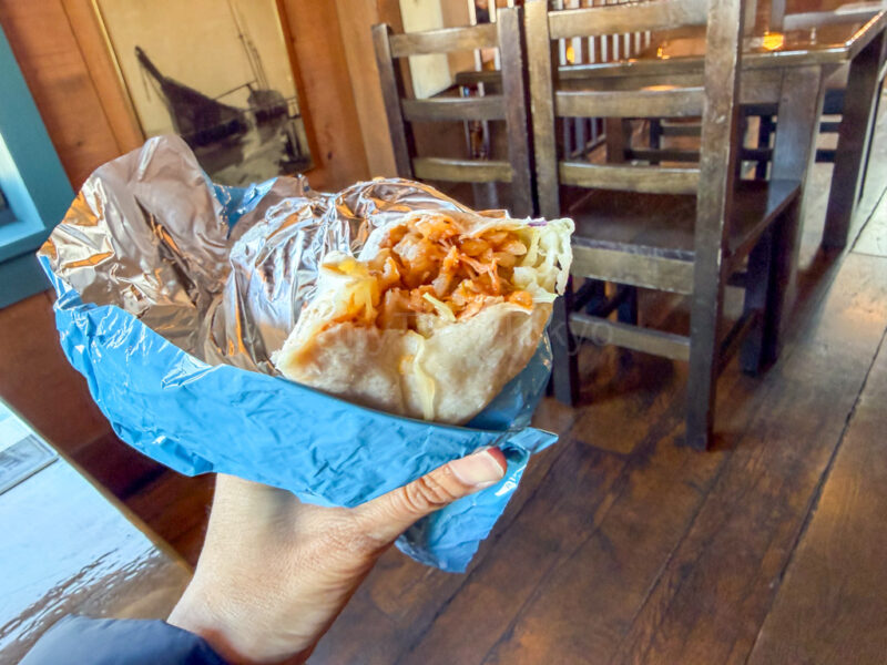 cross section of burrito at jaws restaurant USJ