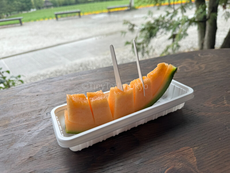 Fresh cut melon in Furano