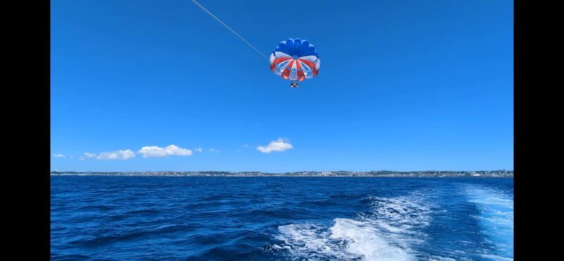 family parasailing in Okinawa